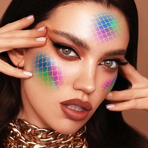 5 Pieces Fish Scale Stencil Set for Painting Makeup, Mermaid Scale Stencil, Reusable Fish Scale Template for Art Painting Tattoos Painting, Painting on Wall Face Body, Cake Cookie Paint in Kuwait