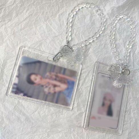 حامل بطاقة الصور الفوتوغرافية سلسلة المفاتيح Kpop بطاقة الصورة كم واحد 3 بوصة شفاف شفاف لبطاقة هوية الطالب حامي بطاقة Kpop الاكريليك مع قلادة الفراشة الحبل Kpop الأشياء الملحقات in Kuwait