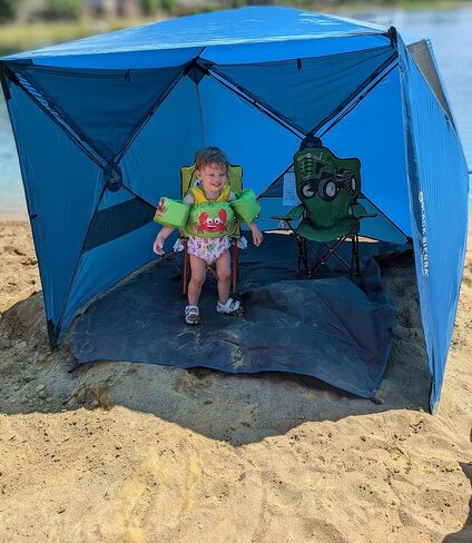 Black Sierra Beach Tent with UPF 50+ Sun Protection, Easy Set Up Sun Shelter, Portable Lawn Canopy with Carry Bag, Outdoor Pop Up Cabana Shade for The Beach, Backyard, Sports, RV in Saudi Arabia