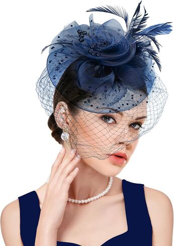 Dressfan الفاسناتور قبعة المرأة خمر طرحة زفاف قبعة 20s إكسسوارات الشعر ل كنتاكي ديربي/زفاف/كوكتيل/حفلة الشاي in Kuwait