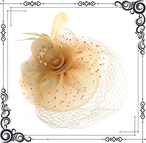 Dressfan الفاسناتور قبعة المرأة خمر طرحة زفاف قبعة 20s إكسسوارات الشعر ل كنتاكي ديربي/زفاف/كوكتيل/حفلة الشاي in Kuwait