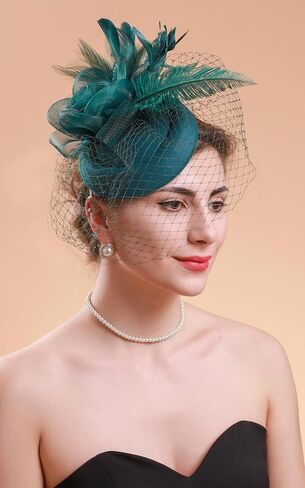 قبعات Cizoe Fascinators 20s 50s قبعة مستديرة قبعة كوكتيل FlowerTea حفلة أغطية الرأس مع الحجاب للفتيات والنساء in Kuwait