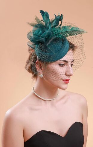 قبعات Cizoe Fascinators 20s 50s قبعة مستديرة قبعة كوكتيل FlowerTea حفلة أغطية الرأس مع الحجاب للفتيات والنساء in Kuwait