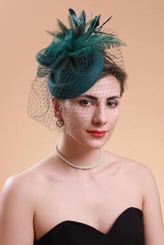 قبعات Cizoe Fascinators 20s 50s قبعة مستديرة قبعة كوكتيل FlowerTea حفلة أغطية الرأس مع الحجاب للفتيات والنساء in Kuwait