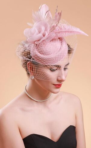 قبعات Cizoe Fascinators 20s 50s قبعة مستديرة قبعة كوكتيل FlowerTea حفلة أغطية الرأس مع الحجاب للفتيات والنساء in Kuwait