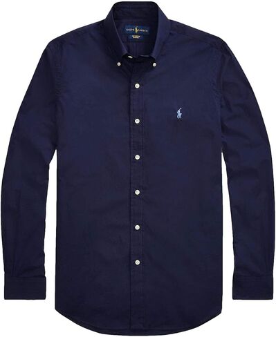 Polo Ralph Lauren Mens Solid Poplin Sport Shirt (M, NewportNavy) in Saudi Arabia