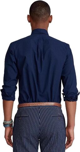 Polo Ralph Lauren Mens Solid Poplin Sport Shirt (M, NewportNavy) in Saudi Arabia