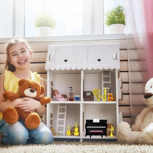 27 قطعة من الآلات الموسيقية لبيت الدمى، نموذج آلة موسيقية صغيرة لبيت الدمى بما في ذلك البيانو والجيتار والكمان والطبول والساكسفون وما إلى ذلك. نموذج ملحق لغرفة الموسيقى الصغيرة لبيت الدمى in Kuwait