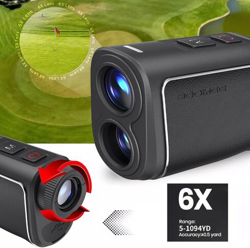BooMee Golf Rangefinder مع منحدر 1000 ياردة مكتشف نطاق الجولف 0.5 ياردة دقة 6X التكبير العلم قفل الاهتزاز القابلة لإعادة الشحن جولف الليزر Rangefinder المغناطيسي MINI5 in Saudi Arabia