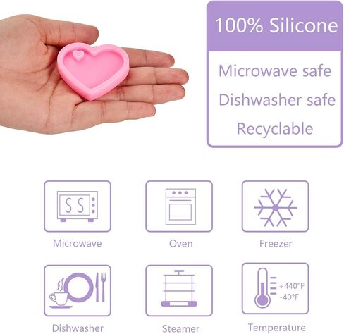 2 Pieces Heart Shape Silicone Keychain Mold Chocolate Candy Molds Silicone Fondant Baking Molds with 5 Pieces Key Rings for DIY Keychain Decoration, Homemade Dessert in Saudi Arabia