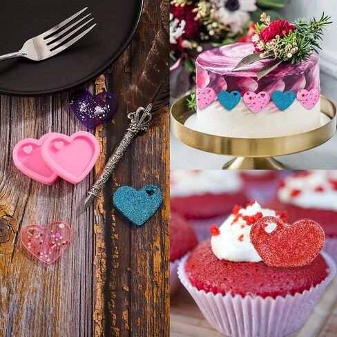 2 Pieces Heart Shape Silicone Keychain Mold Chocolate Candy Molds Silicone Fondant Baking Molds with 5 Pieces Key Rings for DIY Keychain Decoration, Homemade Dessert in Saudi Arabia