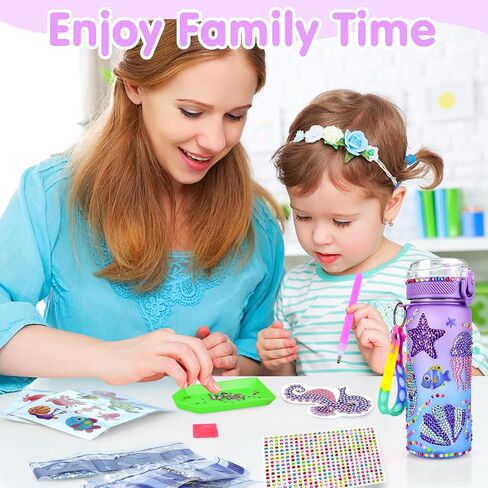 Decorate Your Own Water Bottle Kits for Girls Age 4 5 6 7 8 9 Girls Water Bottle for 4-10 Year Old Mermaid Gem Diamond Painting Arts and Crafts Kits Toys Birthday Gifts for 5 6 7 8 9 Year Old Girls in Saudi Arabia