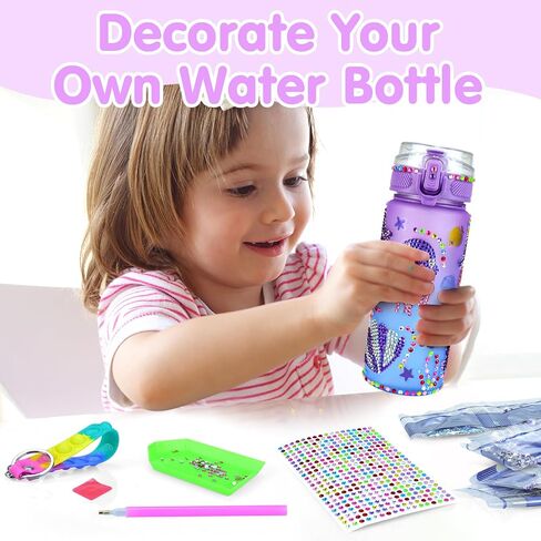 Decorate Your Own Water Bottle Kits for Girls Age 4 5 6 7 8 9 Girls Water Bottle for 4-10 Year Old Mermaid Gem Diamond Painting Arts and Crafts Kits Toys Birthday Gifts for 5 6 7 8 9 Year Old Girls in Saudi Arabia