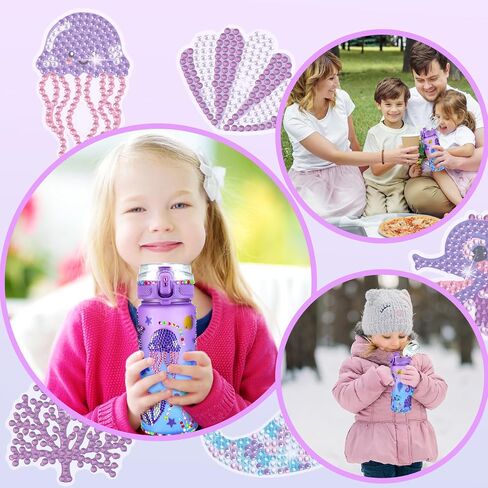 Decorate Your Own Water Bottle Kits for Girls Age 4 5 6 7 8 9 Girls Water Bottle for 4-10 Year Old Mermaid Gem Diamond Painting Arts and Crafts Kits Toys Birthday Gifts for 5 6 7 8 9 Year Old Girls in Saudi Arabia