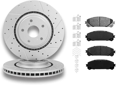 HYFTJYZ Rear Brake Pads and Rotors Kit for Automotive Replacement for 2013-2018 Acura RDX/2013-2018 Acura RDX and 2005-2016 Honda CR-V,Ceramic Brake Pads,Drilled and Slotted Disc Rotors,Smooth Braking in Saudi Arabia