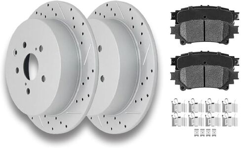 HYFTJYZ Rear Brake Pads and Rotors Kit for Automotive Replacement for 2013-2018 Acura RDX/2013-2018 Acura RDX and 2005-2016 Honda CR-V,Ceramic Brake Pads,Drilled and Slotted Disc Rotors,Smooth Braking in Saudi Arabia