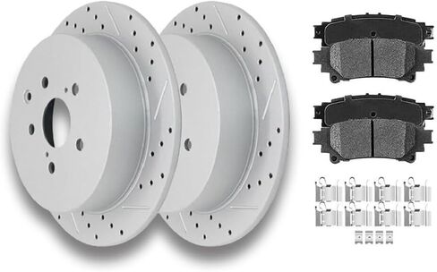 HYFTJYZ Rear Brake Pads and Rotors Kit for Automotive Replacement for 2013-2018 Acura RDX/2013-2018 Acura RDX and 2005-2016 Honda CR-V,Ceramic Brake Pads,Drilled and Slotted Disc Rotors,Smooth Braking in Saudi Arabia