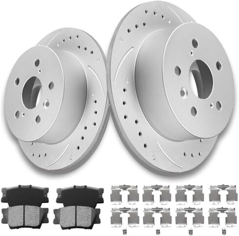 HYFTJYZ Rear Brake Pads and Rotors Kit for Automotive Replacement for 2013-2018 Acura RDX/2013-2018 Acura RDX and 2005-2016 Honda CR-V,Ceramic Brake Pads,Drilled and Slotted Disc Rotors,Smooth Braking in Saudi Arabia