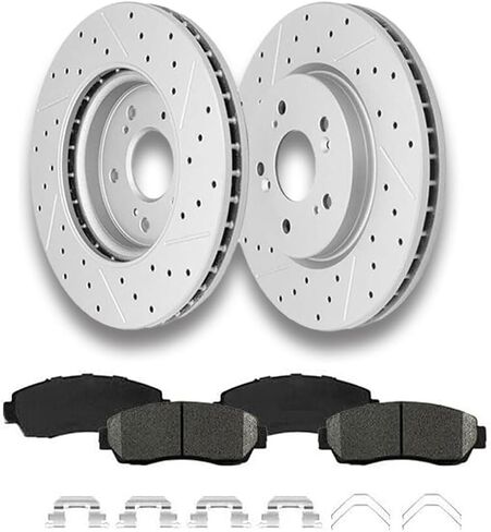 HYFTJYZ Rear Brake Pads and Rotors Kit for Automotive Replacement for 2013-2018 Acura RDX/2013-2018 Acura RDX and 2005-2016 Honda CR-V,Ceramic Brake Pads,Drilled and Slotted Disc Rotors,Smooth Braking in Saudi Arabia