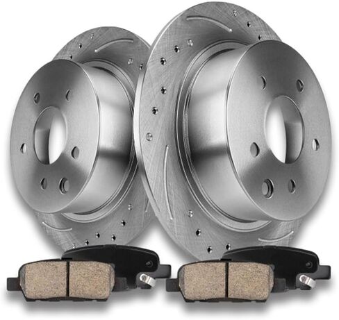 HYFTJYZ Rear Brake Pads and Rotors Kit for Automotive Replacement for 2013-2018 Acura RDX/2013-2018 Acura RDX and 2005-2016 Honda CR-V,Ceramic Brake Pads,Drilled and Slotted Disc Rotors,Smooth Braking in Saudi Arabia