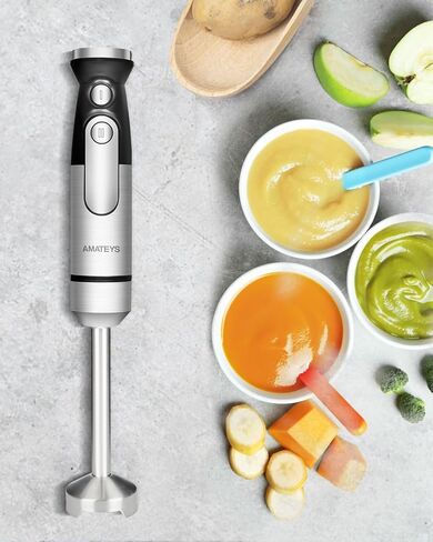Amateys Handheld Immersion Blender,700W Infinitely Variable Speeds Kitchen Hand Mixer,Multi-function Stainless Steel Stick Electric Smoothie Blender with Detachable Whisk, Milk Frother,for Soup Puree in Kuwait