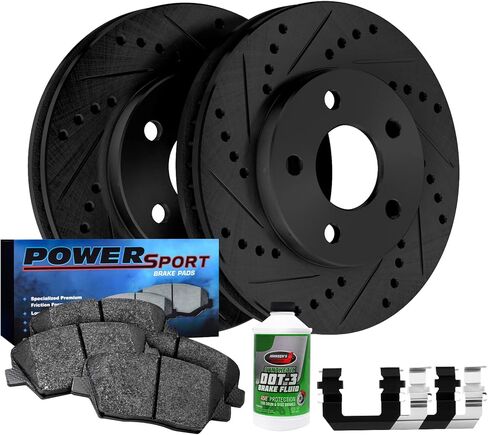 PowerSport Front Rear Brakes and Rotors Kit |Front Rear Brake Pads| Brake Rotors and Pads| Semi Metallic Brake Pads and Rotors |fits 1984-1987 Chevrolet Corvette in Saudi Arabia