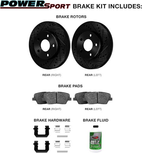 PowerSport Front Rear Brakes and Rotors Kit |Front Rear Brake Pads| Brake Rotors and Pads| Semi Metallic Brake Pads and Rotors |fits 1984-1987 Chevrolet Corvette in Saudi Arabia