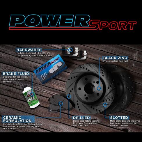 PowerSport Front Rear Brakes and Rotors Kit |Front Rear Brake Pads| Brake Rotors and Pads| Semi Metallic Brake Pads and Rotors |fits 1984-1987 Chevrolet Corvette in Saudi Arabia