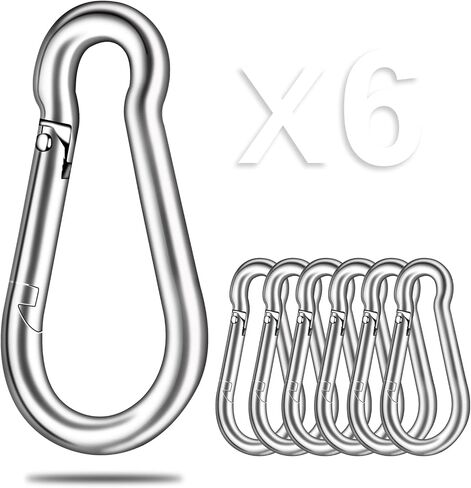 Carabiner-Heavy-Duty, 6 Pack 2.5" Small Carabiner-Clips with Strong Spring-Stainless Steel Snap Hooks for Climbing Hiking Gym Keycháin and Dog Leash and Harness in Saudi Arabia