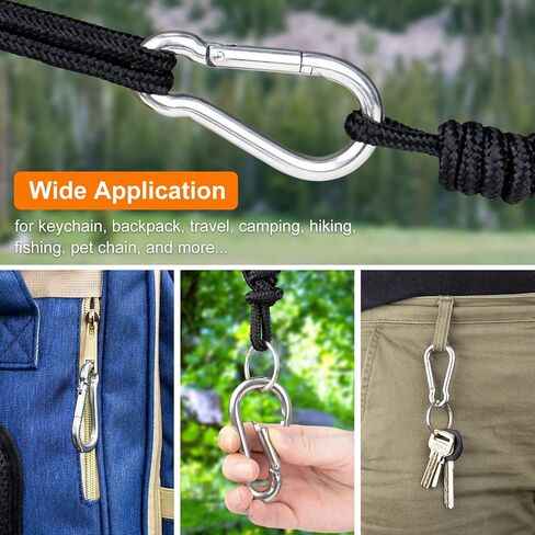 Carabiner-Heavy-Duty, 6 Pack 2.5" Small Carabiner-Clips with Strong Spring-Stainless Steel Snap Hooks for Climbing Hiking Gym Keycháin and Dog Leash and Harness in Saudi Arabia