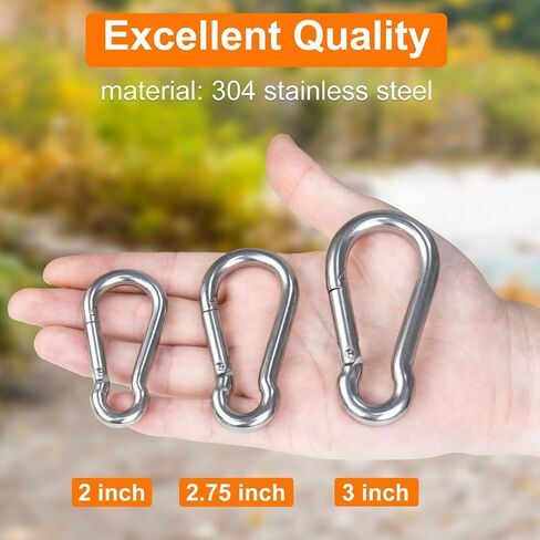 Carabiner-Heavy-Duty, 6 Pack 2.5" Small Carabiner-Clips with Strong Spring-Stainless Steel Snap Hooks for Climbing Hiking Gym Keycháin and Dog Leash and Harness in Saudi Arabia