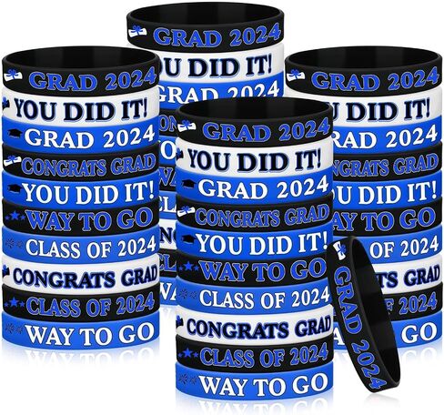 Gemscream 100 Pcs Class of 2024 Graduation Wristbands Graduation Silicone Wristbands Congrats Grad Graduation Bracelet Celebrating Bracelet for University High School College Accessories Gift in Saudi Arabia