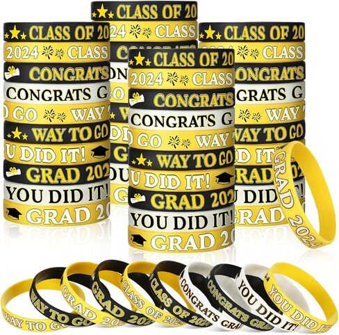 Gemscream 100 Pcs Class of 2024 Graduation Wristbands Graduation Silicone Wristbands Congrats Grad Graduation Bracelet Celebrating Bracelet for University High School College Accessories Gift in Saudi Arabia