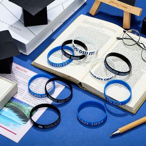 Gemscream 100 Pcs Class of 2024 Graduation Wristbands Graduation Silicone Wristbands Congrats Grad Graduation Bracelet Celebrating Bracelet for University High School College Accessories Gift in Saudi Arabia