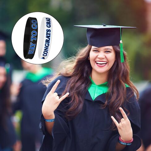 Gemscream 100 Pcs Class of 2024 Graduation Wristbands Graduation Silicone Wristbands Congrats Grad Graduation Bracelet Celebrating Bracelet for University High School College Accessories Gift in Saudi Arabia