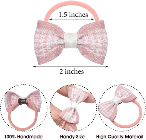 10 Pairs Baby Girl Bow Elastic Hair Ties Set, Tiny Hair Rings with Pom Pom, Boutique Ponytail Holders Rubber Band for Thin Hair Infant Toddlers in Saudi Arabia