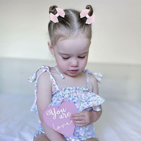 10 Pairs Baby Girl Bow Elastic Hair Ties Set, Tiny Hair Rings with Pom Pom, Boutique Ponytail Holders Rubber Band for Thin Hair Infant Toddlers in Saudi Arabia