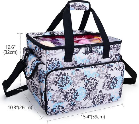 CURMIO Knitting Bag, Yarn Storage Tote with Compartments for Knitting Needles, Crochet Hooks, Knitting Project and Accessories, Bag Only, Dandelion in Saudi Arabia