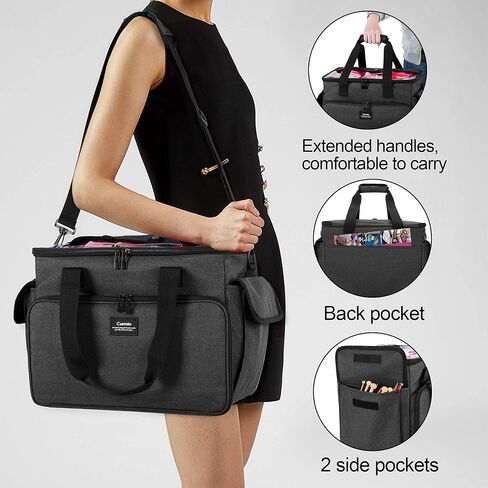 CURMIO Knitting Bag, Yarn Storage Tote with Compartments for Knitting Needles, Crochet Hooks, Knitting Project and Accessories, Bag Only, Dandelion in Saudi Arabia