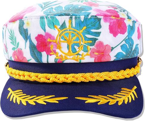 YCHRLSO Captain Hats - Pink Flower Yacht Hat Adjustable Sailor Hat Costume Cap for Men Women in Saudi Arabia