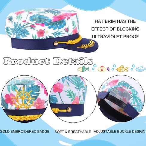 YCHRLSO Captain Hats - Pink Flower Yacht Hat Adjustable Sailor Hat Costume Cap for Men Women in Saudi Arabia