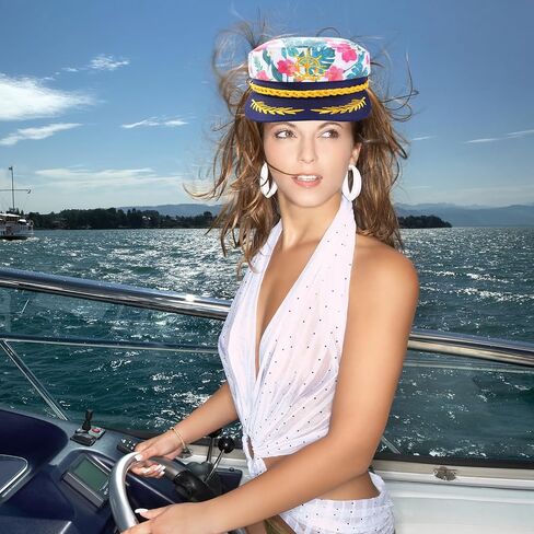 YCHRLSO Captain Hats - Pink Flower Yacht Hat Adjustable Sailor Hat Costume Cap for Men Women in Saudi Arabia