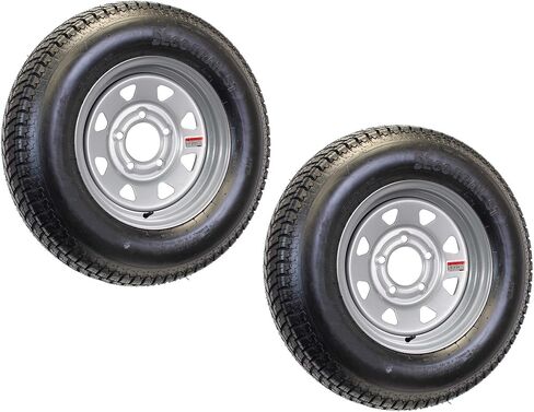 eCustomRim إطار مقطورة مثبت على الحافة مكون من قطعتين ST175/80D13 175/80 13 5-4.5 عجلة فضية - ضمان لمدة عامين مع جانب الطريق مجانًا in Kuwait