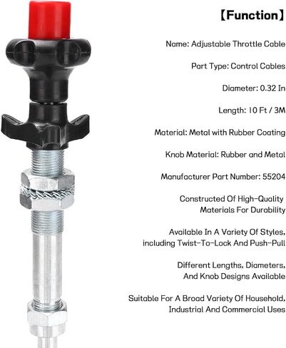 Creative.c 10FT Heavy Duty Vernier Adjustable Lock Cable,55204 Control Cables,Adjustable Throttle Cables with 2 in,Red Knob in Saudi Arabia