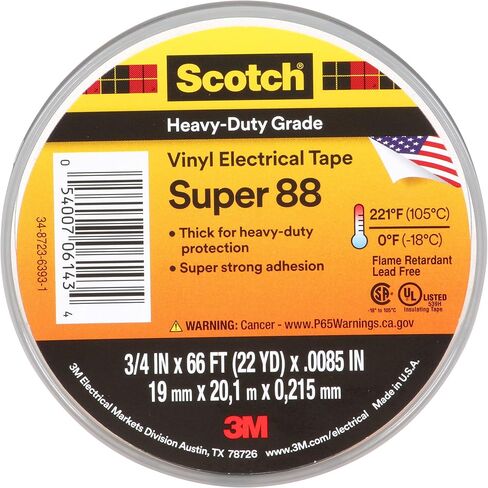 3M Safety Super 88 Vinyl Electrical Tape, .75 in x 66 ft, Black, 1-Roll in Saudi Arabia