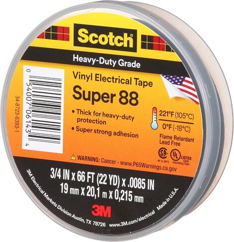 3M Safety Super 88 Vinyl Electrical Tape, .75 in x 66 ft, Black, 1-Roll in Saudi Arabia
