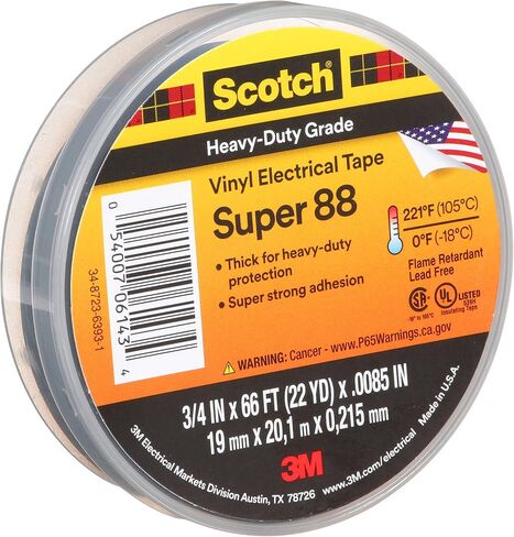 3M Safety Super 88 Vinyl Electrical Tape, .75 in x 66 ft, Black, 1-Roll in Saudi Arabia