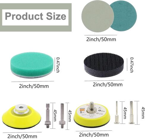 133pcs 2inch Grit 60-7000 Sandpapers Sanding Discs Pad Kit for Drill Grinder Rotary Tools Attachment with 1/8"&1/4" Shank Backer Plate and Soft Foam Buffering Pad Sanding Pads in Saudi Arabia