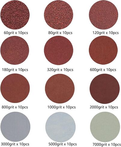 133pcs 2inch Grit 60-7000 Sandpapers Sanding Discs Pad Kit for Drill Grinder Rotary Tools Attachment with 1/8"&1/4" Shank Backer Plate and Soft Foam Buffering Pad Sanding Pads in Saudi Arabia