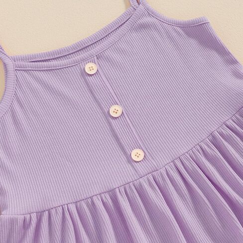 Toddler Baby Girl Clothes Set Solid Ribbed Knit Ruffled Cami Tops with Flare Pants Infant 2Pcs Summer Outfits in Saudi Arabia